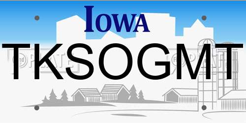 TKSOGMT Iowa License Plate