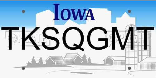 TKSQGMT Iowa License Plate