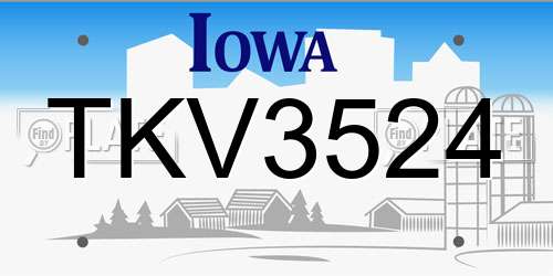 TKV3524 Iowa License Plate