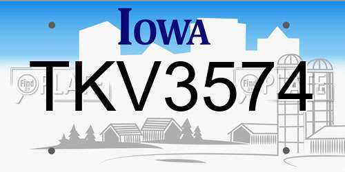TKV3574 Iowa License Plate