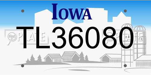 TL36080 Iowa License Plate