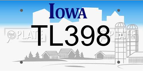 TL398 Iowa License Plate