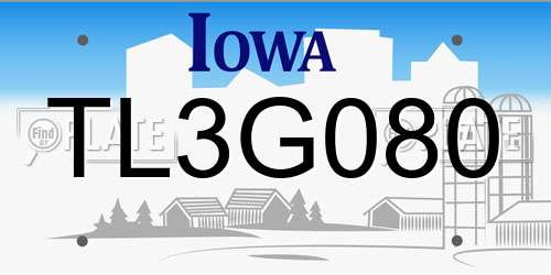 TL3G080 Iowa License Plate
