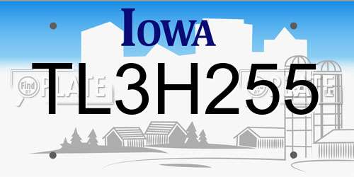 TL3H255 Iowa License Plate