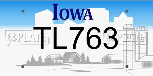 TL763 Iowa License Plate