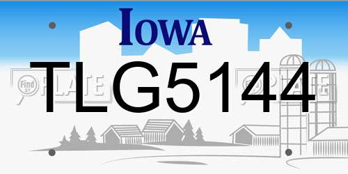 TLG5144 Iowa License Plate