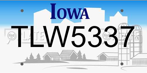 TLW5337 Iowa License Plate