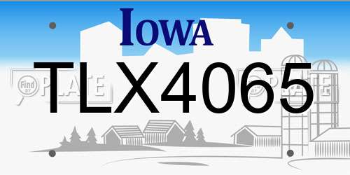 TLX4065 Iowa License Plate