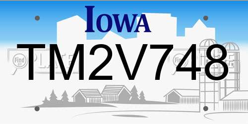 TM2V748 Iowa License Plate
