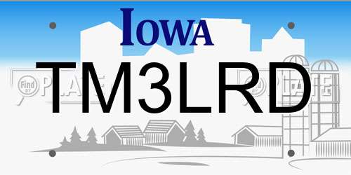 TM3LRD Iowa License Plate