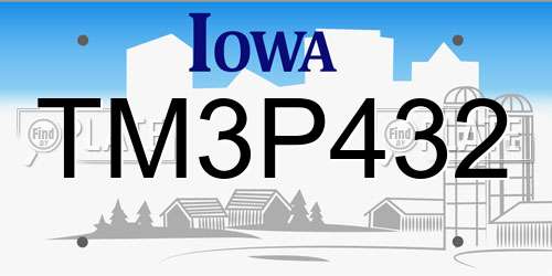 TM3P432 Iowa License Plate