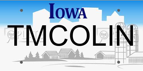 TMCOLIN Iowa License Plate