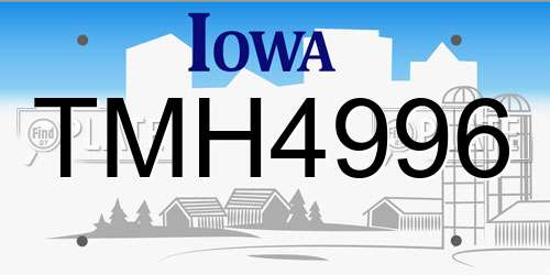 TMH4996 Iowa License Plate
