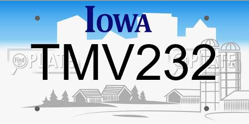 TMV232 Iowa License Plate