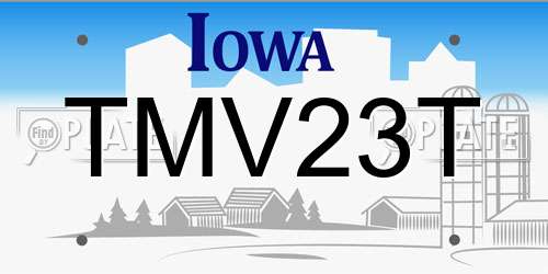 TMV23T Iowa License Plate