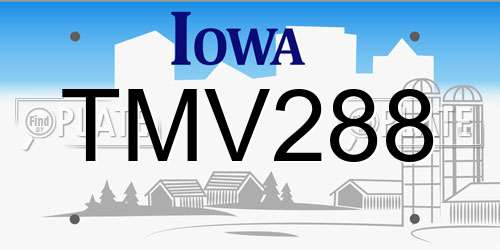 TMV288 Iowa License Plate