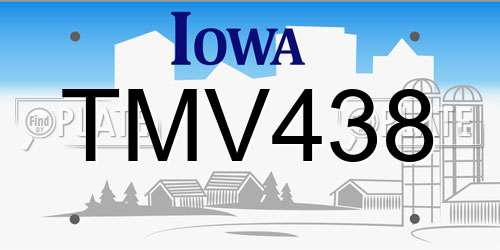 TMV438 Iowa License Plate