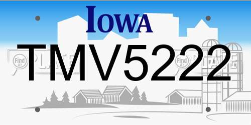 TMV5222 Iowa License Plate