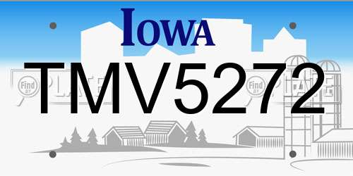 TMV5272 Iowa License Plate