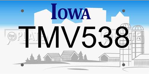 TMV538 Iowa License Plate