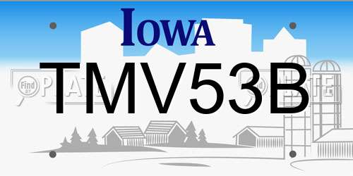 TMV53B Iowa License Plate