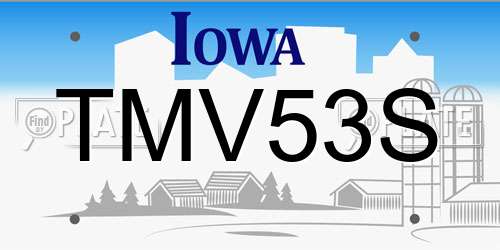 TMV53S Iowa License Plate