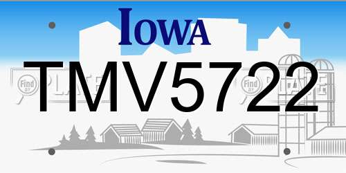 TMV5722 Iowa License Plate