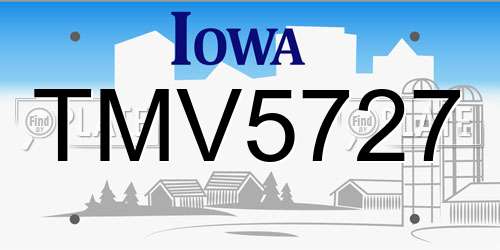 TMV5727 Iowa License Plate