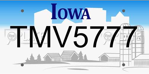 TMV5777 Iowa License Plate