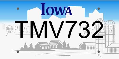 TMV732 Iowa License Plate
