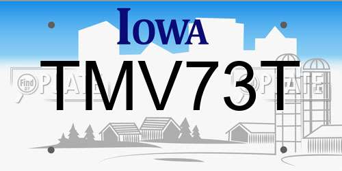 TMV73T Iowa License Plate
