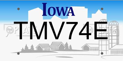 TMV74E Iowa License Plate