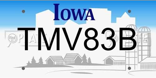 TMV83B Iowa License Plate
