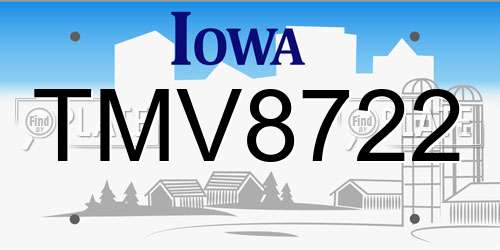 TMV8722 Iowa License Plate