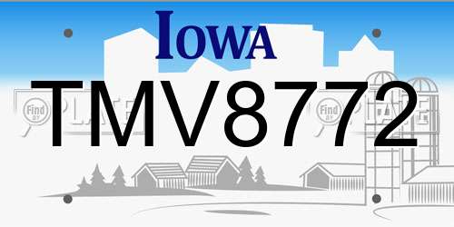 TMV8772 Iowa License Plate