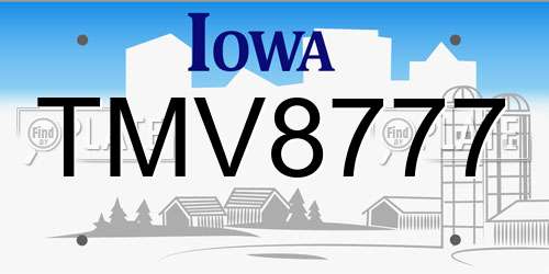 TMV8777 Iowa License Plate