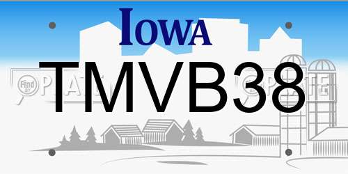 TMVB38 Iowa License Plate