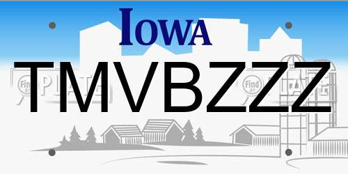 TMVBZZZ Iowa License Plate