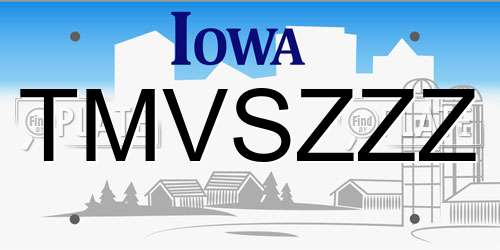 TMVSZZZ Iowa License Plate