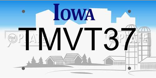 TMVT37 Iowa License Plate