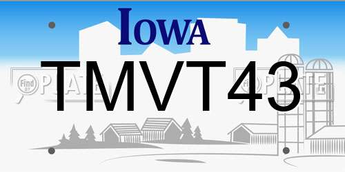 TMVT43 Iowa License Plate
