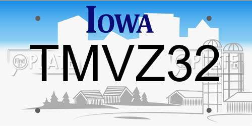 TMVZ32 Iowa License Plate