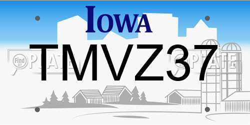 TMVZ37 Iowa License Plate