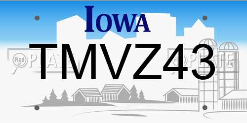 TMVZ43 Iowa License Plate
