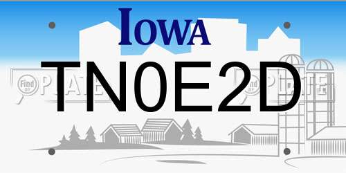 TN0E2D Iowa License Plate