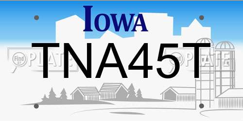 TNA45T Iowa License Plate