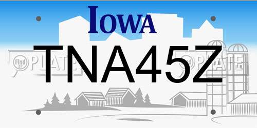 TNA45Z Iowa License Plate