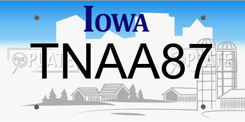 TNAA87 Iowa License Plate