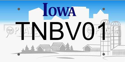 TNBV01 Iowa License Plate