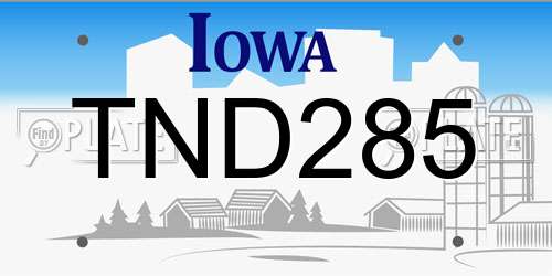 TND285 Iowa License Plate